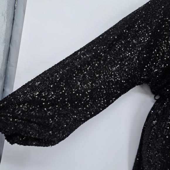 Princess Polly Black All Over Sequin Dancing Queen Mini Dress Size 4 - Picture 4 of 13